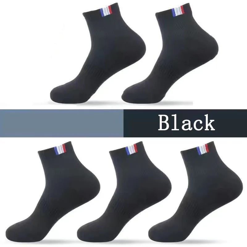 5 Pairs Men's Spring Summer Autumn Winter Thickened Mid-tube Solid Four Seasons Sports Sock Socks Men Wicking Sweat Breathable