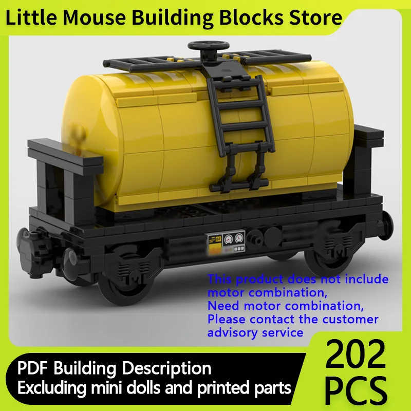 

City Car Model MOC Building Bricks Railway Yellow Train Tanker Modular Technology Children Holiday Gifts Assemble Toys Suit