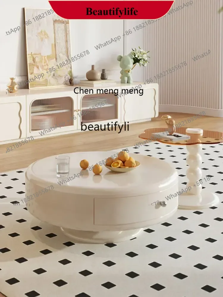 D178 Y yj French Cream Style Tea Table Combination round Simple Modern Storage Light Luxury Clouds Tea Table