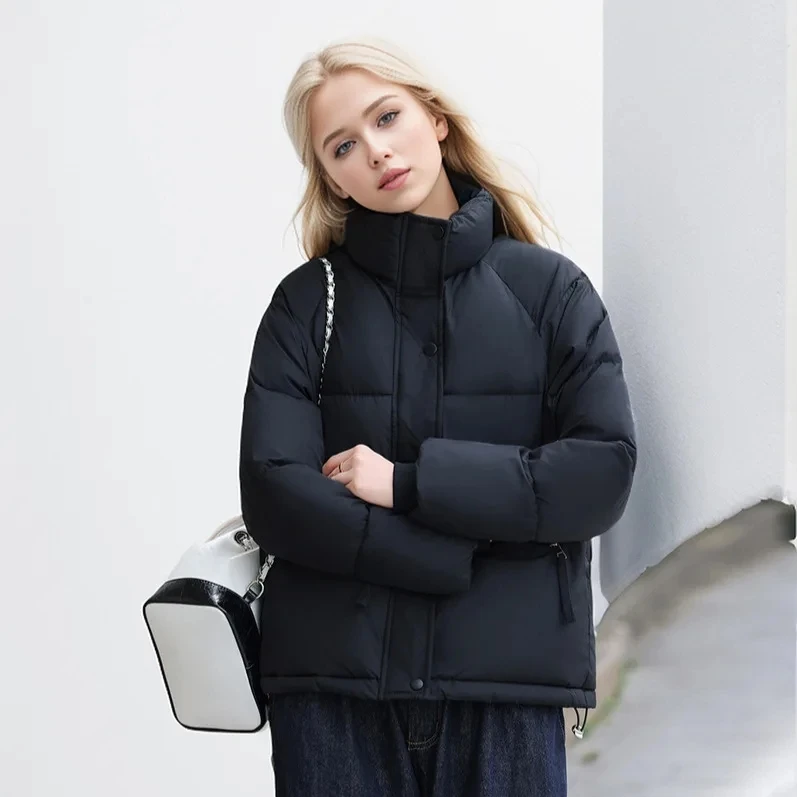 

Women's Stand Collar Long Sleeve Solid Color Casual Trendy Simple Basic Quilted Coats Winter 2025 New Fashion Female Clothes