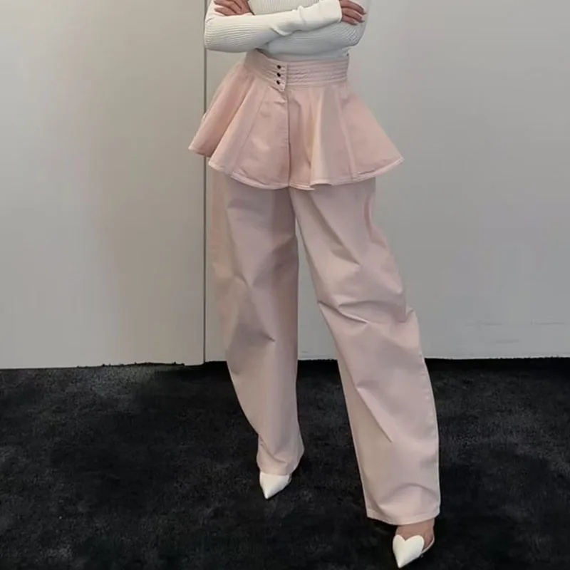 Women's washed denim jeans, curved-leg pants, high-quality wide-leg commuter pants, 2026, new styles, Y2K, waistband mini skirt