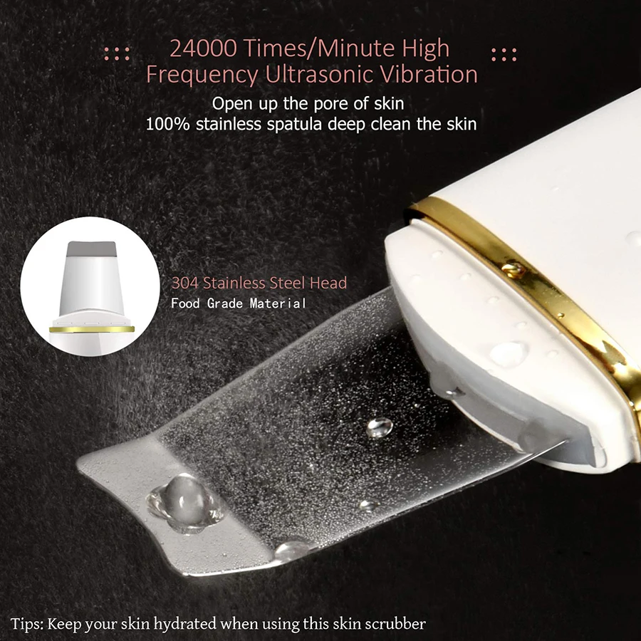 Esfoliante ultrassônico da pele, limpeza da pele do rosto, máquina de limpeza de cravo dos poros e ferramentas de cuidados com a pele para limpeza profunda do rosto