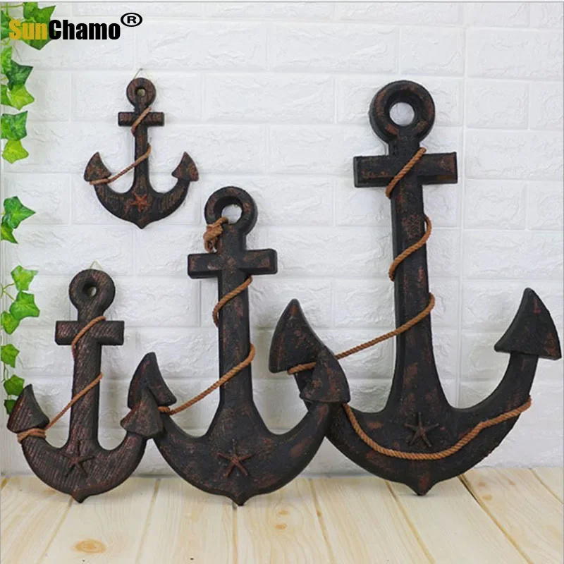 Wood Mediterranean Ship Wooden Rudder Helm Anchor Antique Home Decor Wall Decor Vintage Room Decoration Accessories