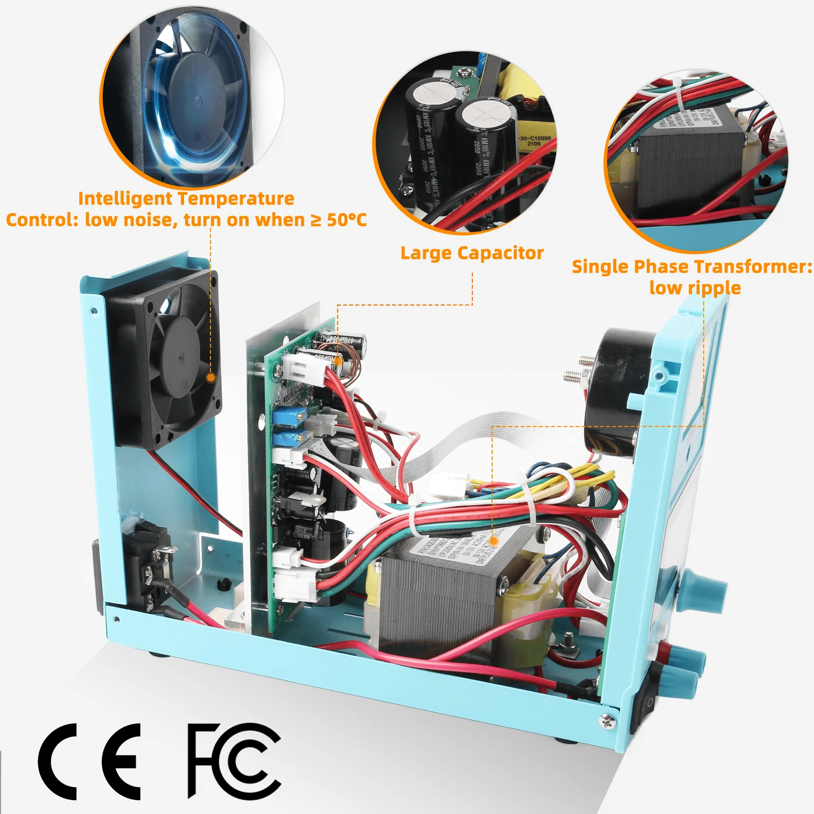Catu Daya Linier Biru 15V 3A DC Catu Daya Bangku dengan Pengaturan Sakelar Dapat Disesuaikan dengan Penunjuk Tampilan Digital Besar Analog