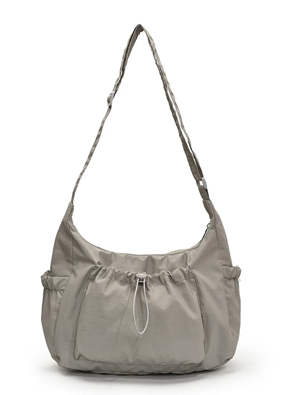 حقيبة قماشية كبيرة السعة بحزام كتف وحبل للإغلاق، مناسبة للتنقل إلى العمل للشباب والشابات