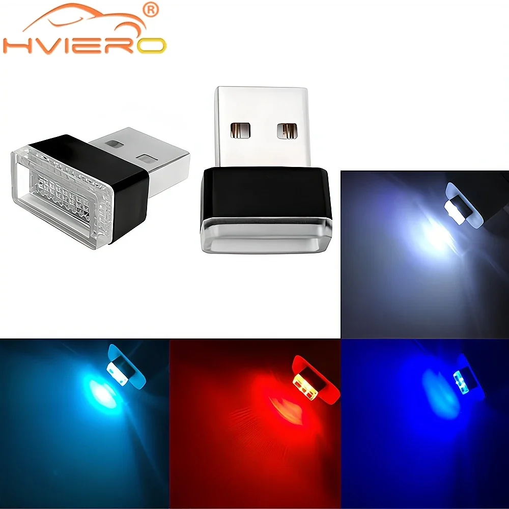 1PCS Tragbare Mini Usb Light Modeling Led Car Ambient Lamp Neon Interior Atmosphere Lantern Auto Accessories 4Kinds Lamps Colors