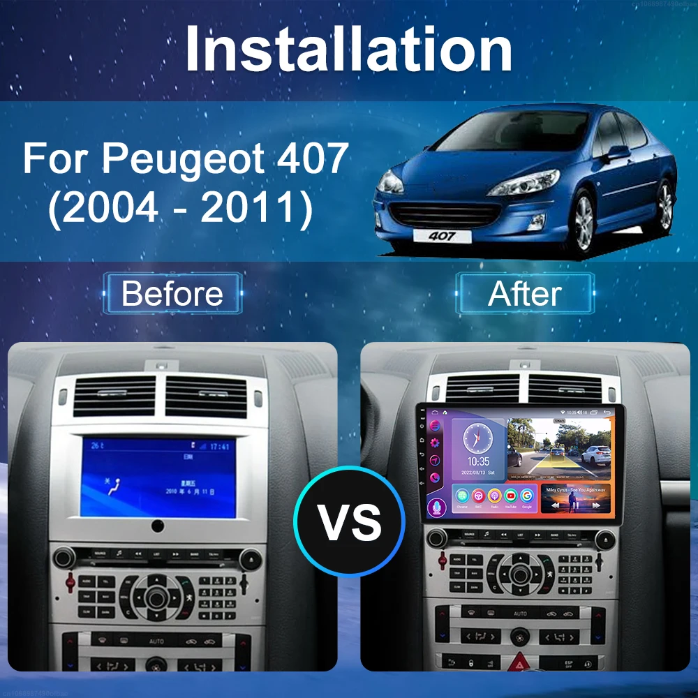 For Peugeot 407 1 2004 - 2011 Car Radio Android Multimedia Video Player GPS Navigation Wireless Carplay Touch Screen Auto Stereo