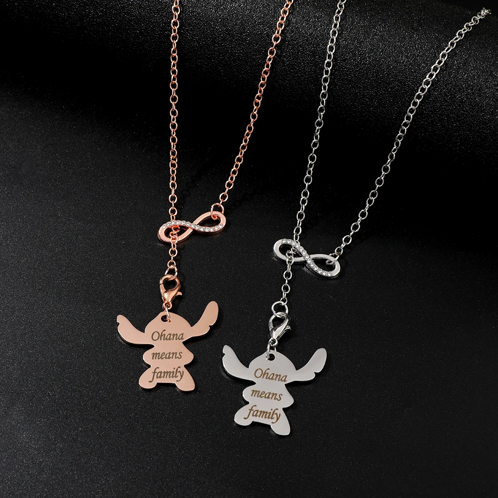 ديزني الكرتون غرزة رسائل أوهها يعني الأسرة قلادة قلادة بسيطة وعصرية المرأة اكسسوارات الهدايا