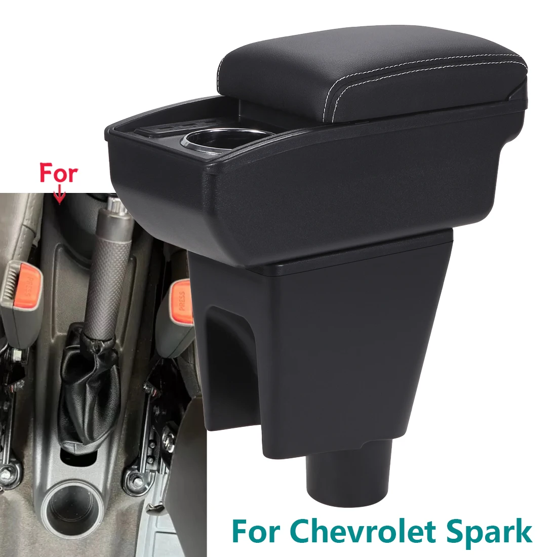 For Chevrolet Spark Armrest Box For Chevrolet Spark 3 III Aveo T200 Car Armrest Storage Box Cup Holder Retrofit Car Accessories