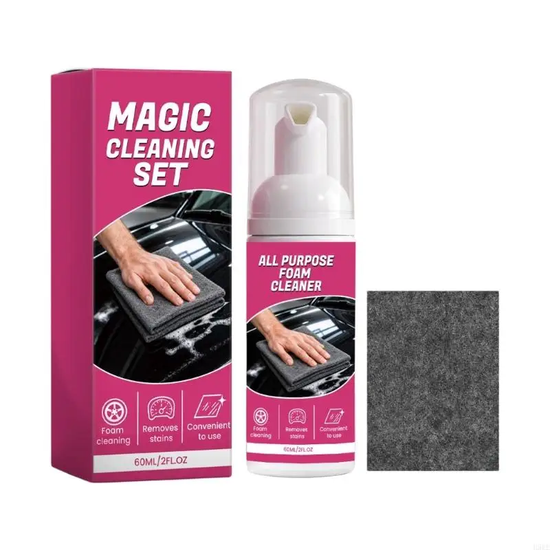 Car Interior Cleaner with Microfiber Cloth for Dashboard and Console Wipe Downs, 60 No-Rinse Auto Cleaning Set for H9EE