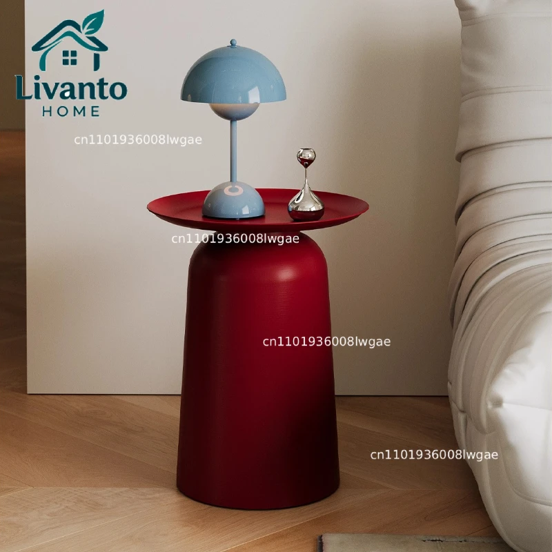 

Red Side Table for Sofa High-End Round End Table for Living Room Modern Creative Bedroom Nightstand Designer Coffee Tables