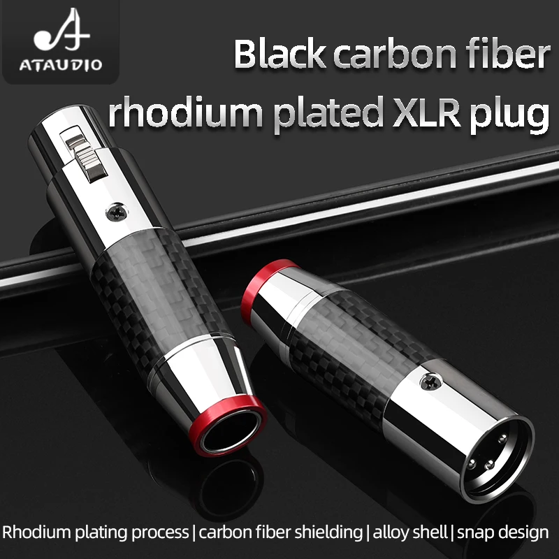 ATAUDIO 4PCS HiFi XLR Plug Hi-end Carbon Fiber Rhodium-plated 2XLR Balanced Male/Female Connectors for PA Audio Cable DIY