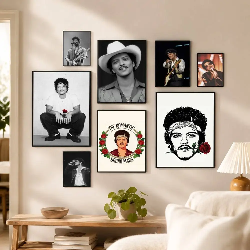 Singer B-Bruno Mars  Poster Waterproof Wall Art Sticker For Bar Living Room Vintage Decor High Quality Print Gift