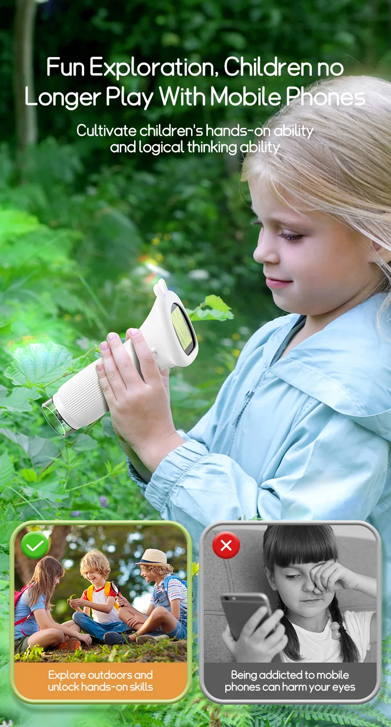 Kindermikroskop, 1000-fache Vergrößerungsmikroskop, 200 Megapixel, mit LED-Foto- und Videofunktion, Lernspielzeug, Wissenschaft für Kinder – Detail 3
