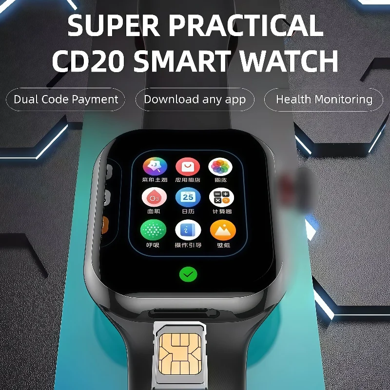 

Умные часы CD20 5G Android 10.0 Умные часы с 180 ° Поворотная камера GPS WIFI HealthSmartwatch