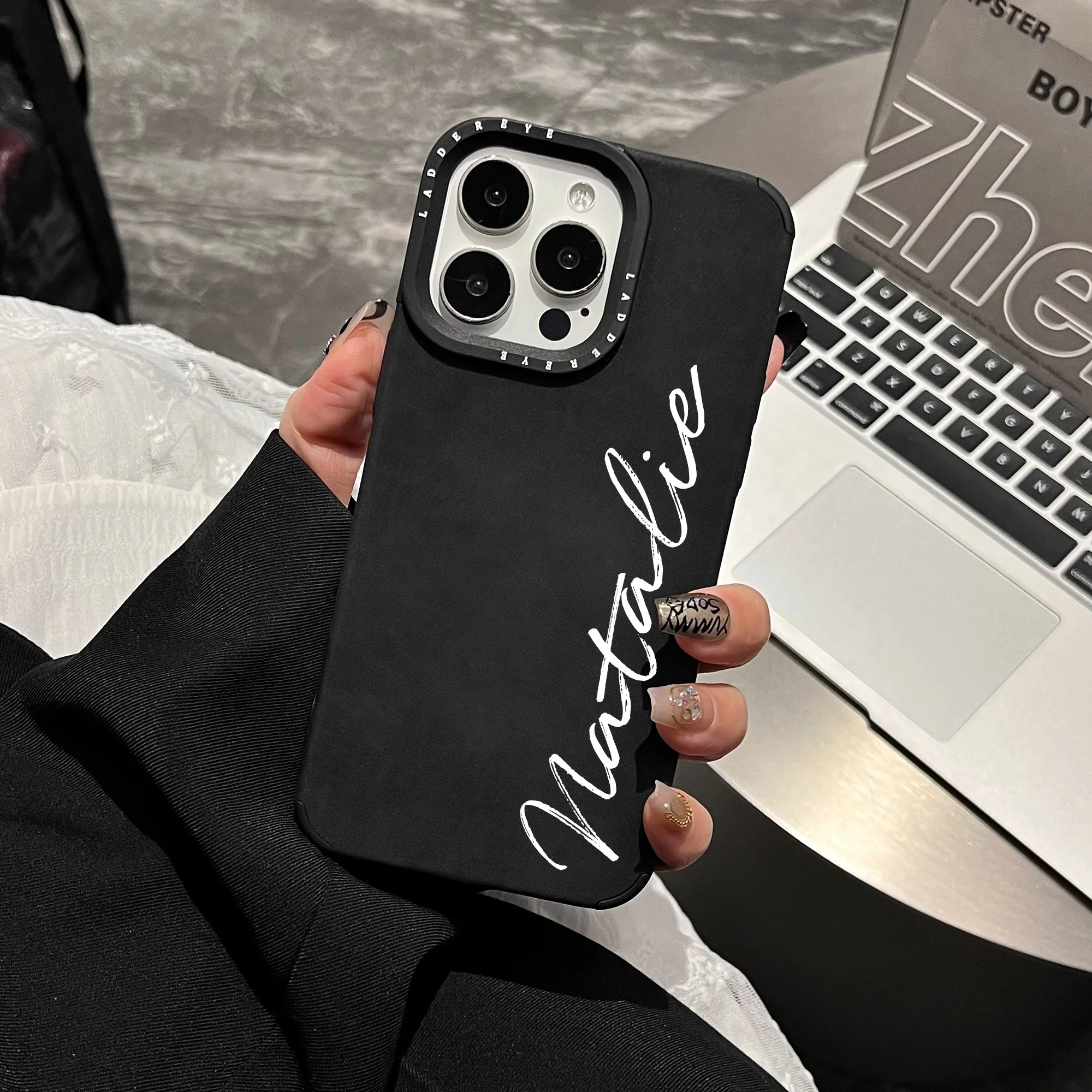 

Personalized Customized name artistic font Phone Case Compatible with iPhone 17 16 15 14 13 12 11 Pro max Plus,Faux Leather case