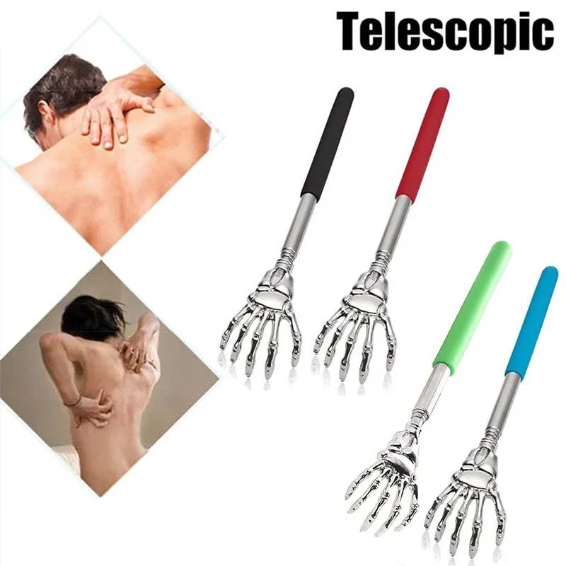 1PCS Stainless Steel Adjustable Massager and Portable Back Scratcher Rubber Handle Extendable Telescoping Itch Stick Health Care