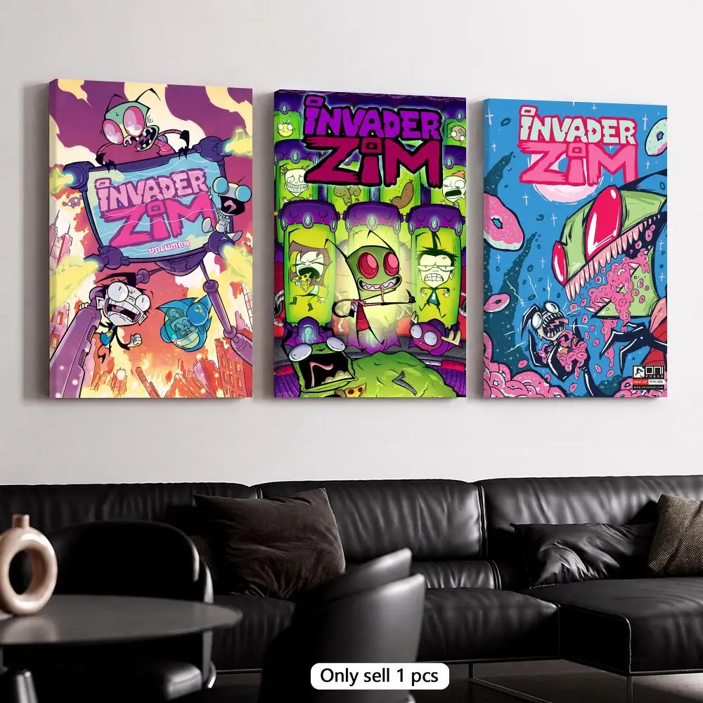 Cartoon I-Invader Zim Framed Wall Painting Canvas Poster Wooden Stretcher Frame Inner Frame Kit for Wall Art Painting