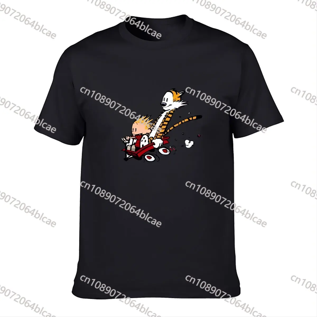 C-Calvin and H-Hobbes T Shirt Women Couple Combination Clothes Short Sleeve Collar Fashion T-shirt Man Cotton