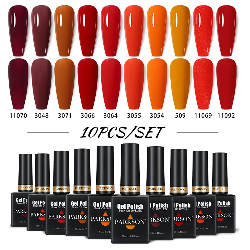 

Parkson 10pcs Red Nail Color Gel Nail Polish Set Semi Permanent Purple Nail Art Gel Kit Soak Off UV Led Gel Varnishes