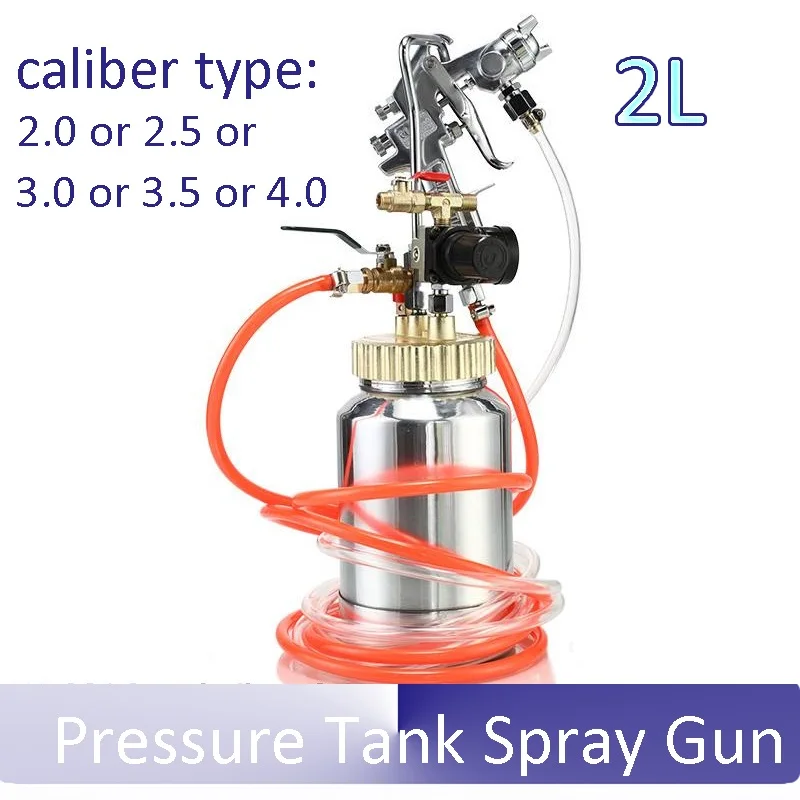 High Pressure Paint Pot 2L Sprayer Tank Spray Gun With Hose for Home Industrial Commercial Painting Spraying Coating