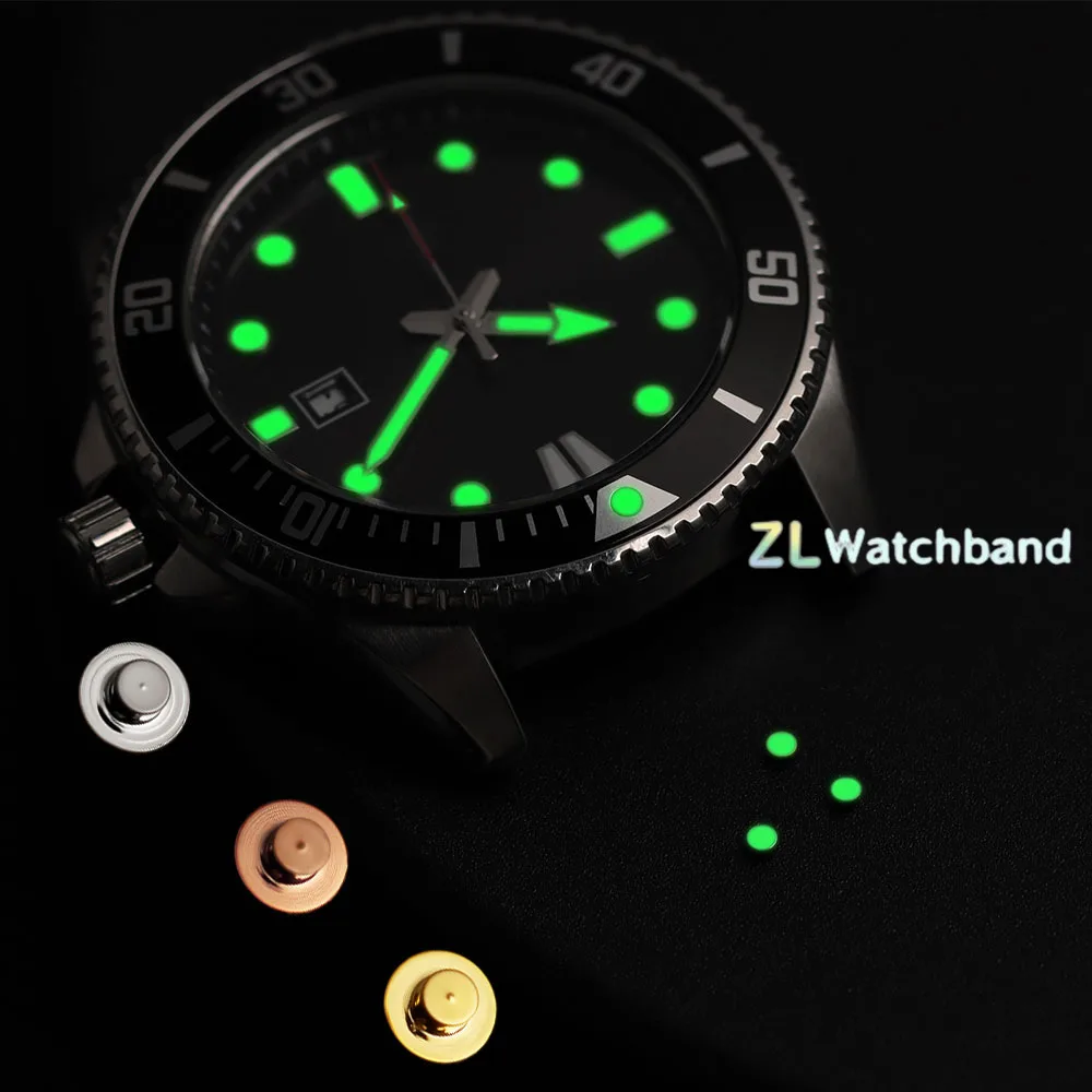 White Gold Rose Beads Green Luminous Pip Watch Bezel Insert 12 O’Clock Lume Pearl Dot Mod Parts Replacement Spare Accessories