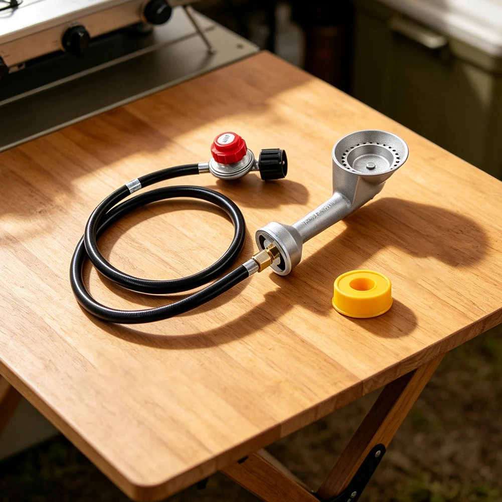 Propane Cooking Burner Kit with 0-20 PSI Adjustable Regulator Cast Aluminum Burner Head and 4 inch Extension Hose