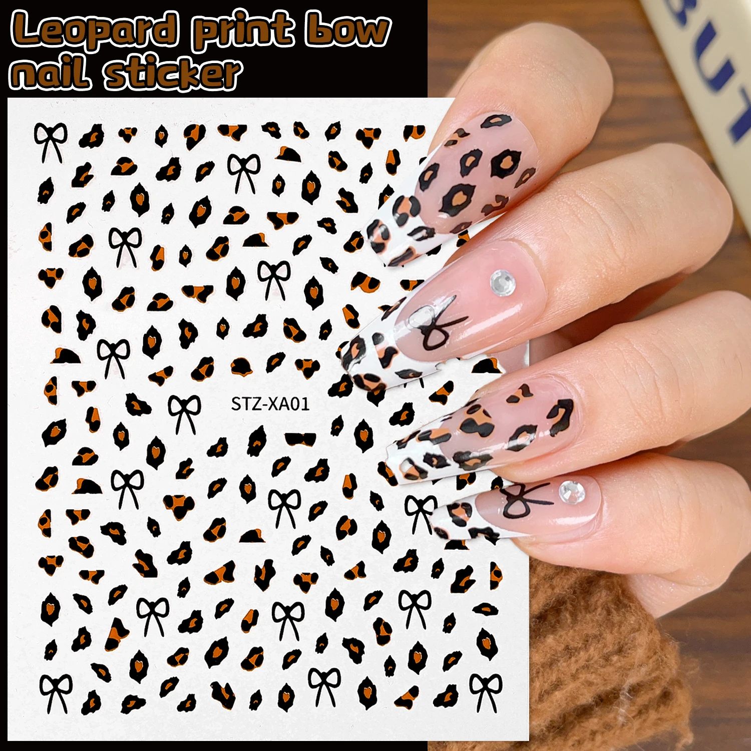 3D Leopard Print Naklejki na paznokcie Jesień Zima Naklejki na paznokcie Leopard Designs Press on Nails Sliders Naklejki Manicure Dekoracje