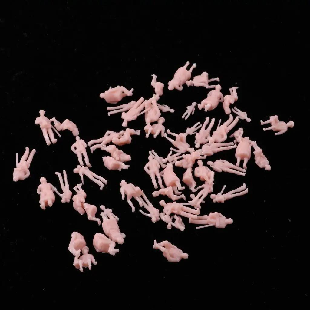 Figurines de personnes minuscules, 1/87 plastique, non peintes, pour diorama de train, 60 pièces