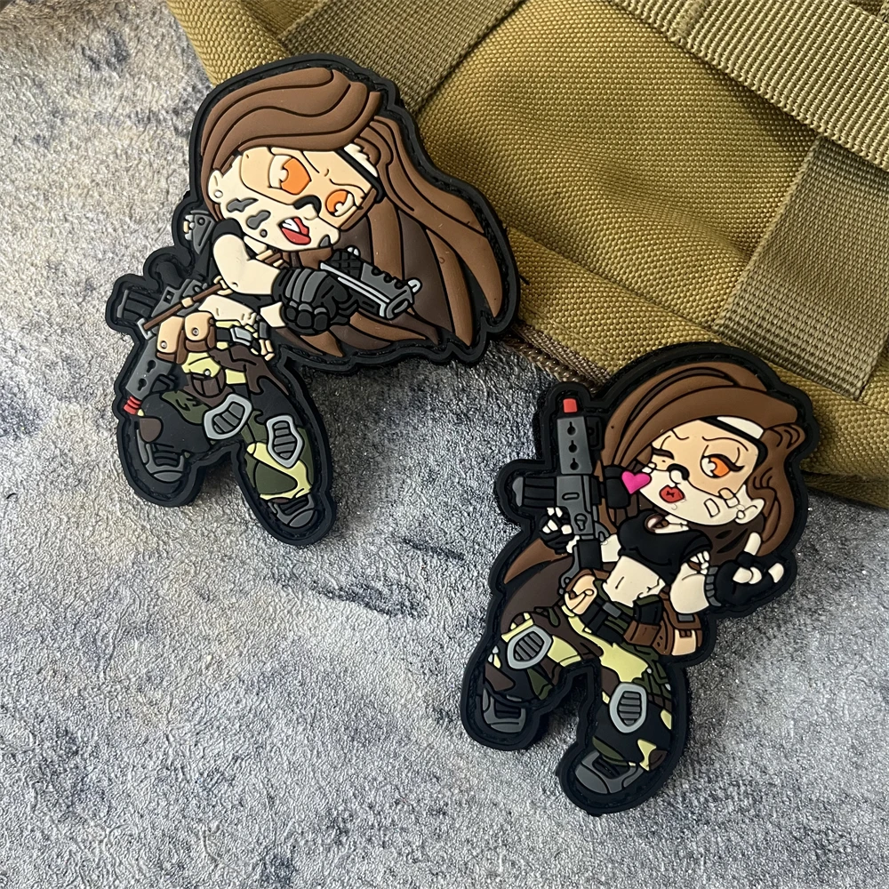 

Magical Girl Anna Morale Tactical Patch Military Army Armband PVC Hook Loop Patches for Clothing Backpack Decorate Sticker