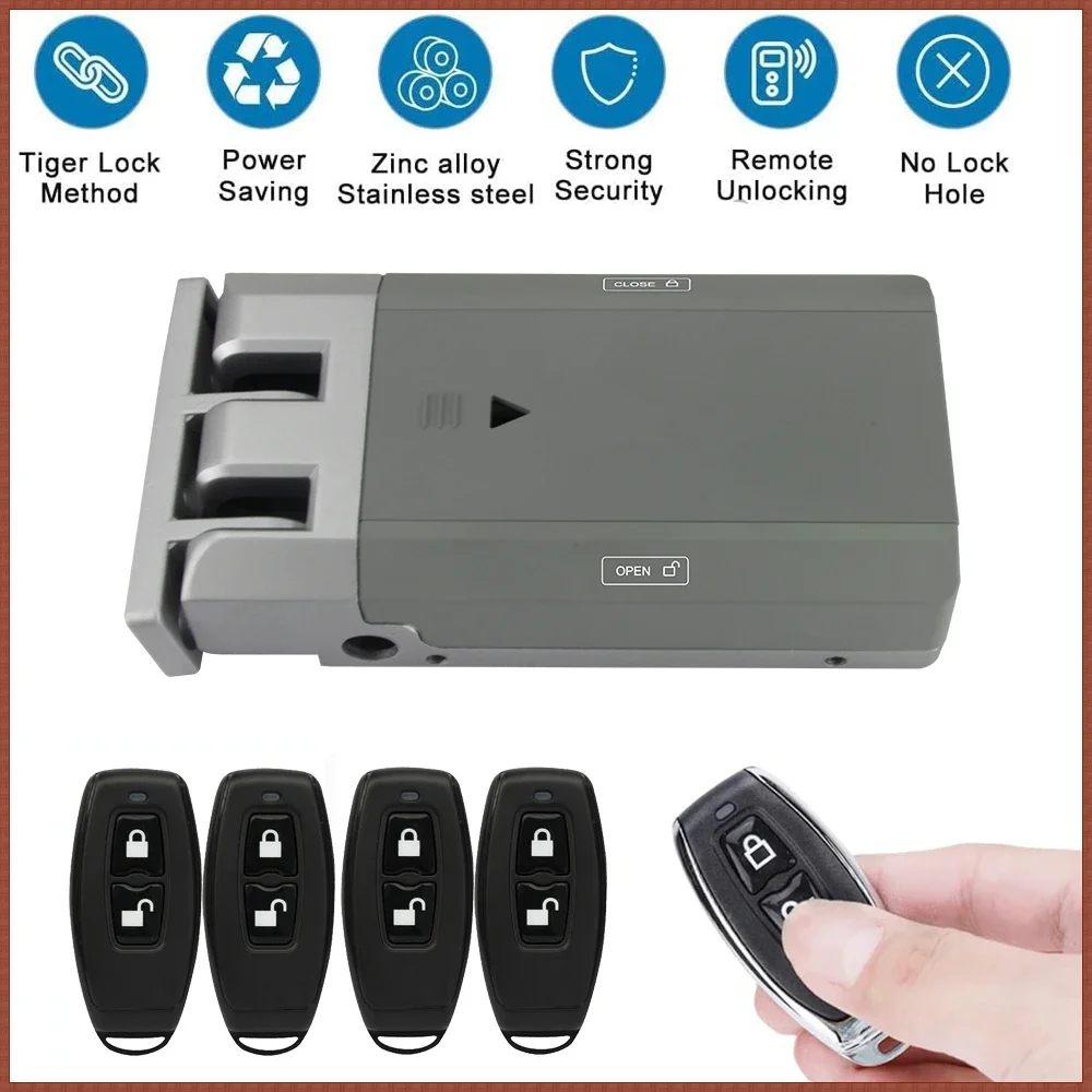 Remote Control Electric Door Lock Home Security Keyless Deadbolt Access Control System Touch Locked & Unlock