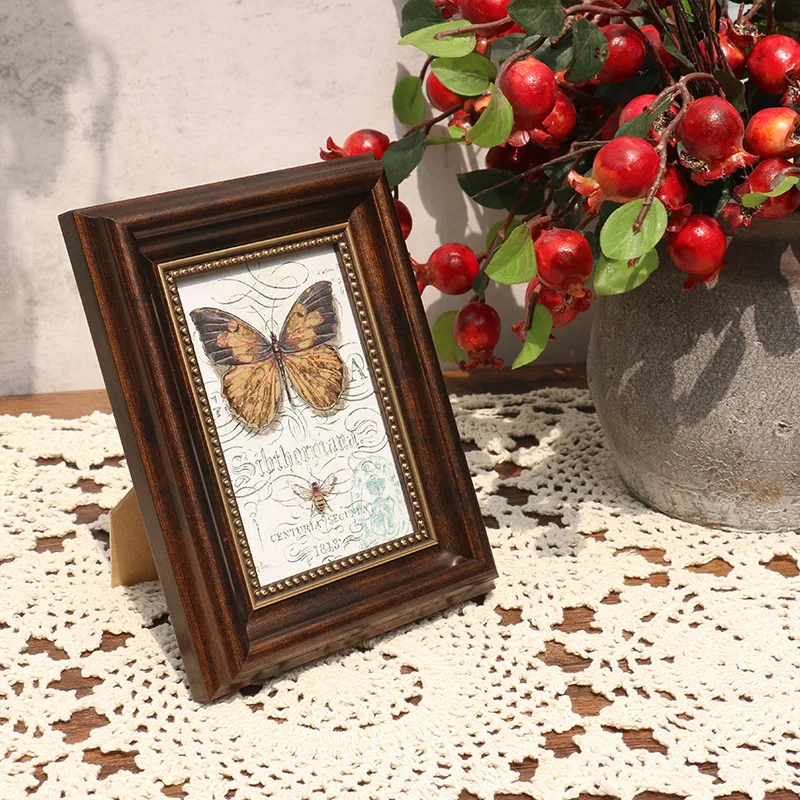 Vintage Brown Peacock Blue Desktop Picture Frame Wall Picture Frame 6 7 