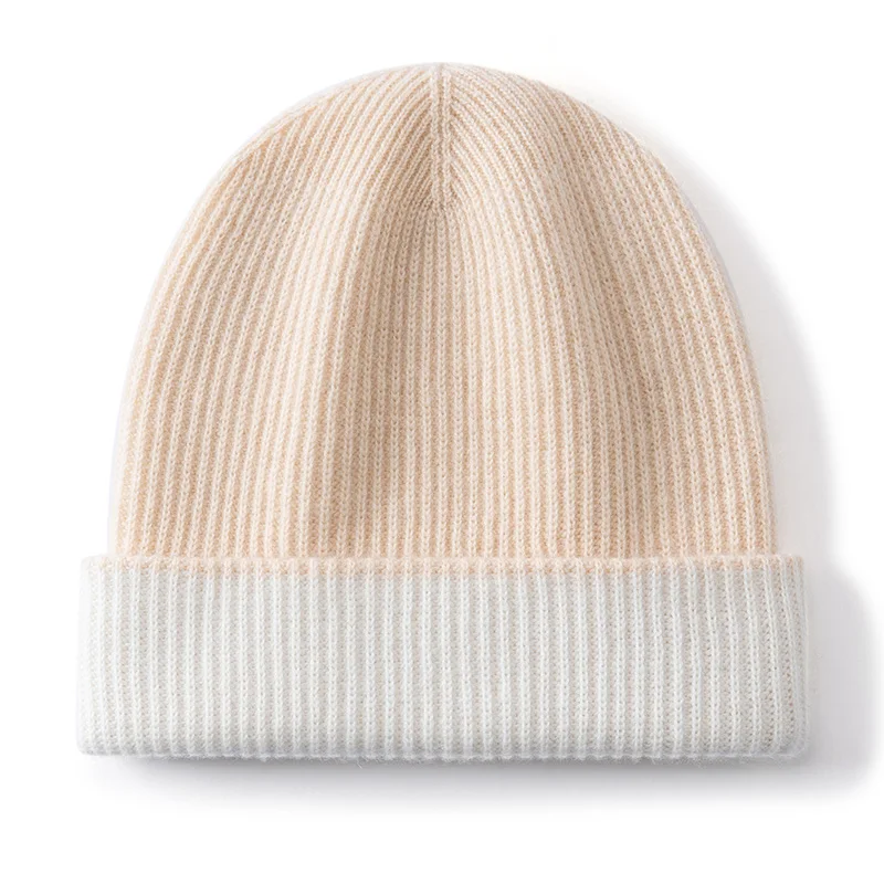 

Женская вязаная шапка-пуловер из 100% чистого кашемира теплая и удобная. Новый осенне-зимний кашемир с цветными блоками, новый.