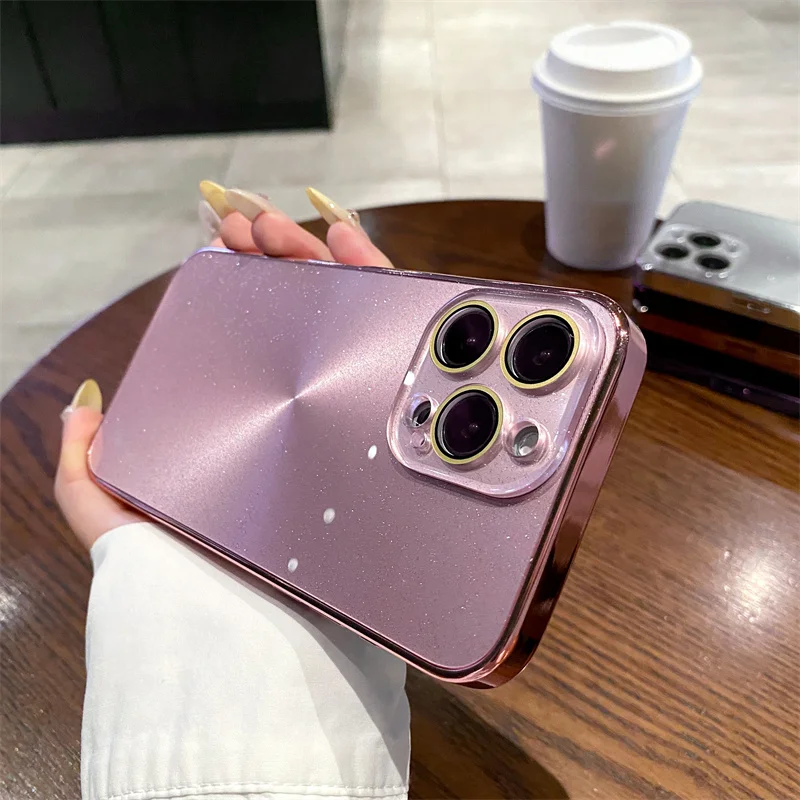 럭셔리 블링 레이저 오로라 패턴 전화 케이스 iPhone 16 15 Pro Max 13 12 11 14 Plus 케이스 소프트 범퍼 충격 방지 매트 커버