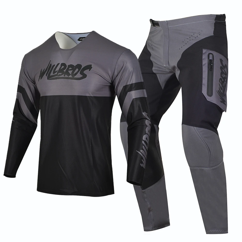 Willbros Racing Motocross Jersey and Pants With Zip Pocket Offroad Dirt Bike Mountain Enduro MX/ATV MTB BMX Gear Combo