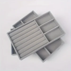 علبة عرض المجوهرات المخملية ، صندوق تخزين محمول ، منظم لقلادة القرط DIY والخاتم أفضل 6 قلادات لدعم المبيعات - No5