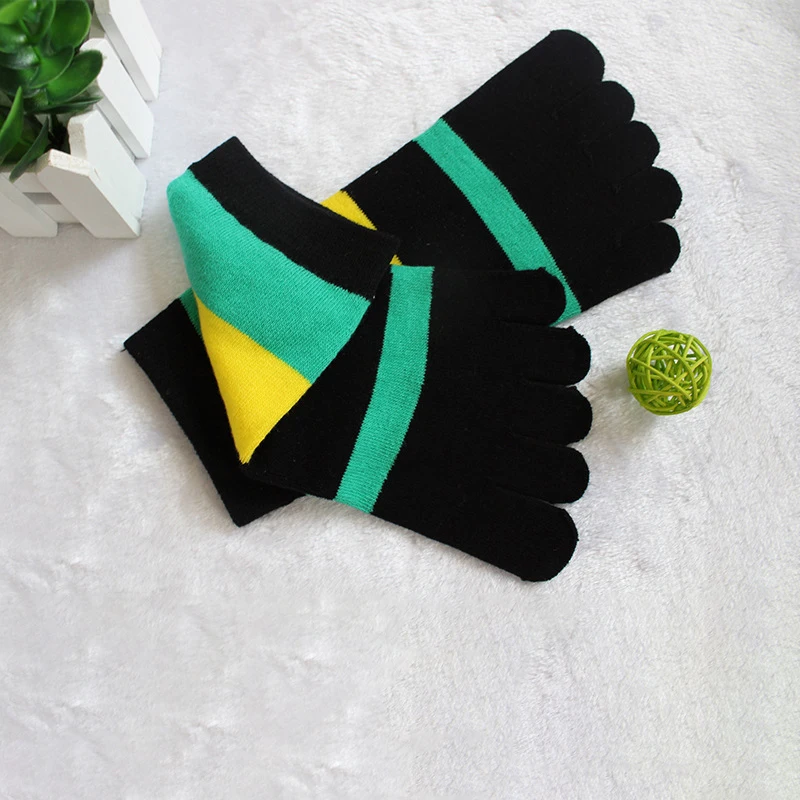 1/5 Pairs Men Five Toe Socks Colorful Striped Ankle Boat Socks Breathable Cotton Invisible Low Cut Five Finger Socks For Daily - view 4