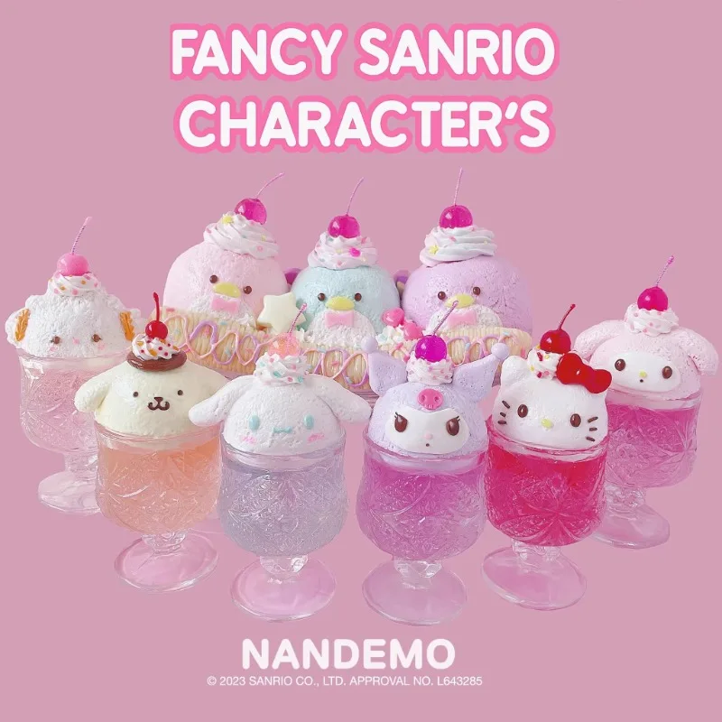 Japan Sanrio Melody Kuromi Piano Ice Cream Dessert Handmade Doll Simulation Cute Ornaments Desktop Home Collection Decorations