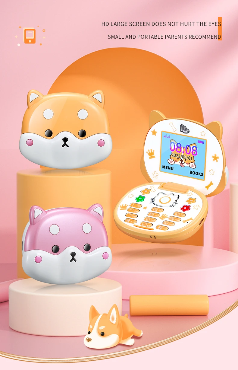 Cute Mini Koki Mobile Phone Flip Cartoon Kids Children Dual Sim 2G GSM Keyboard Botton MP3 Player Unlocked New Cellphone