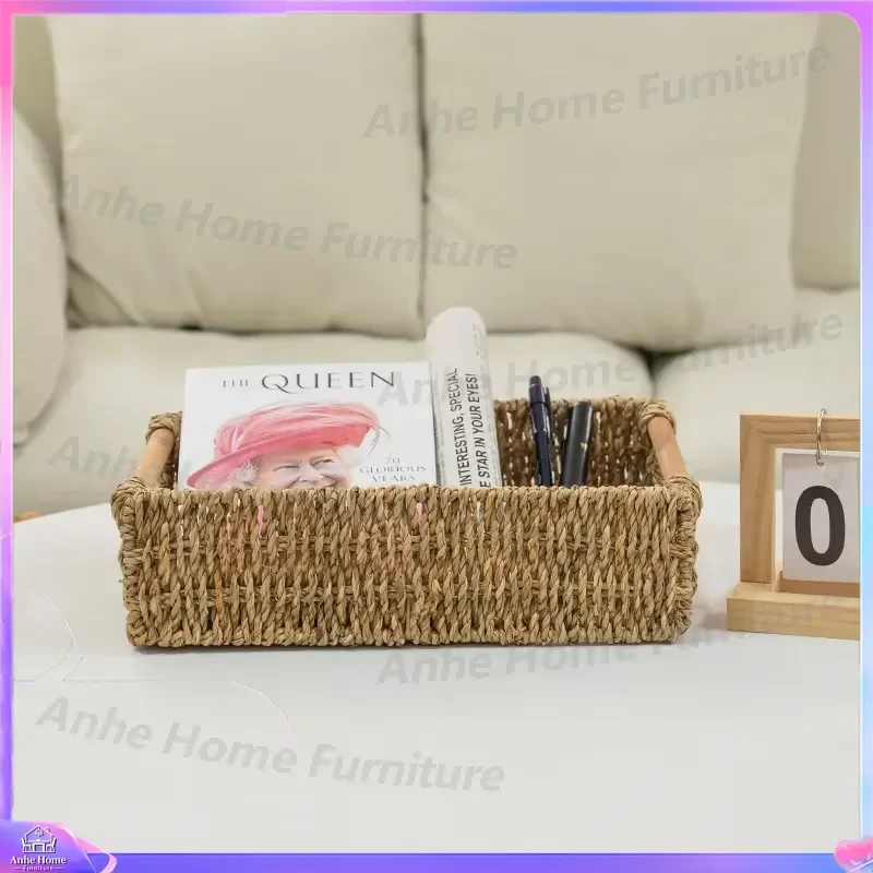 Eco Friendly Seagrass Woven Storage Basket Country Style Desktop Organizer Living Room Snack Fruit Bowl Pet Bed Nest Home