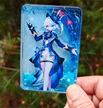 2024 Anime Genshin Impact Quicksand Mahjong Raiden Shogun Furina Nahida Arataki Itto Focalors Acrylic Card Bricks Stand Card