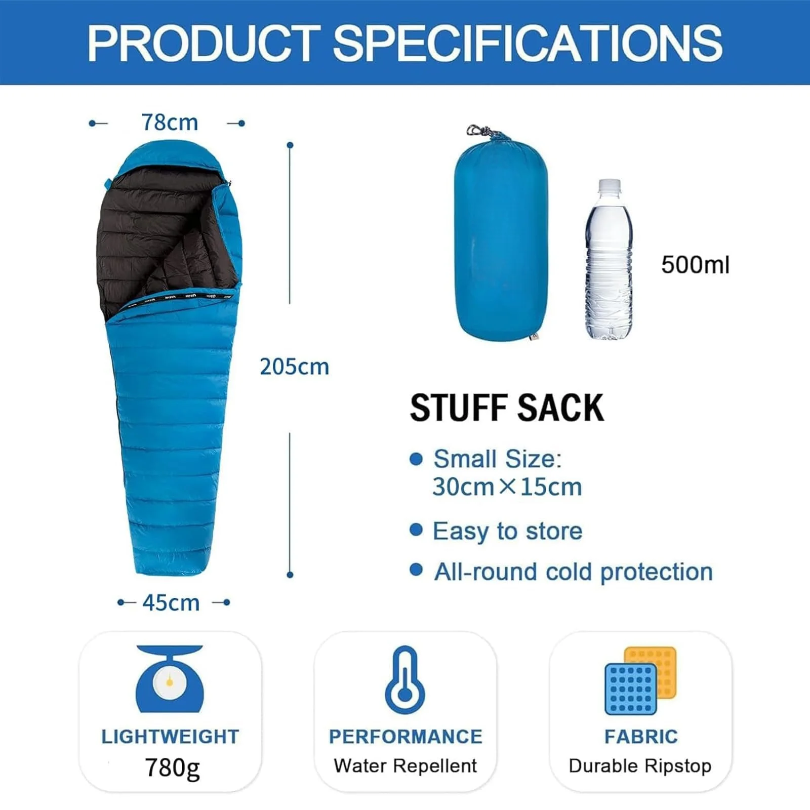 ！@Adult Ultralight Down Sleeping Bag, Range -5~35℃, 600 Fill Power, Compact, Backpacking Camping Sleeping Bag