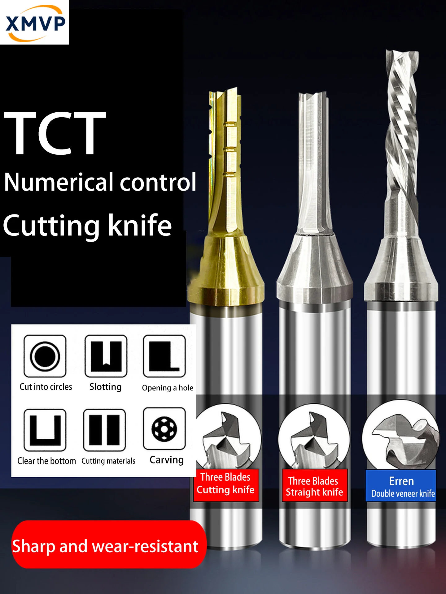 

Трехлезвийный фрезерный нож TCT, двухлезвийный инструмент для ЧПУ-гравировальных станков, трехлезвийный обрезной нож, прямой нож, фрезерный нож для пазов