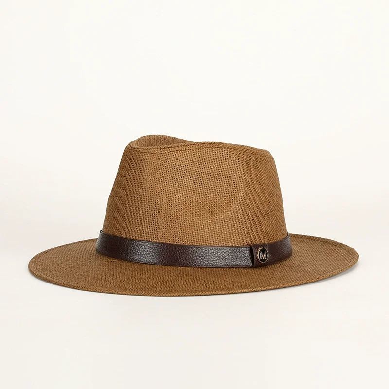 Panama woven straw sun hat  Jazz  hat Men's and Women's  Sun Shading Beach Hat Sun Protection hat  sombrero hombre