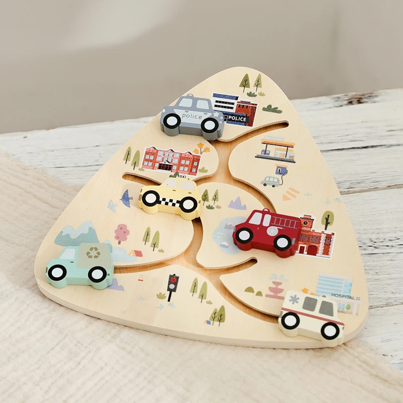 

Baby Montessori Toys Wooden Car Busy Board Baby Finger Movement Early Education And Cognition Of Automotive Knowledge Baby Gift