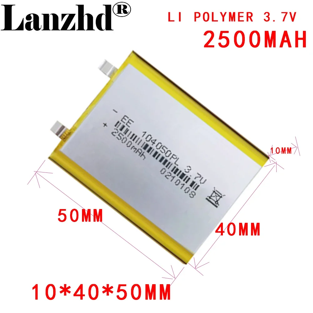 

1-10pcs batteries 3.7V 2500mAh Li-Po Battery 104050 Lithium Polymer Battery li ion Lipo cells For GPS MP3 MP4 Driving Recorder