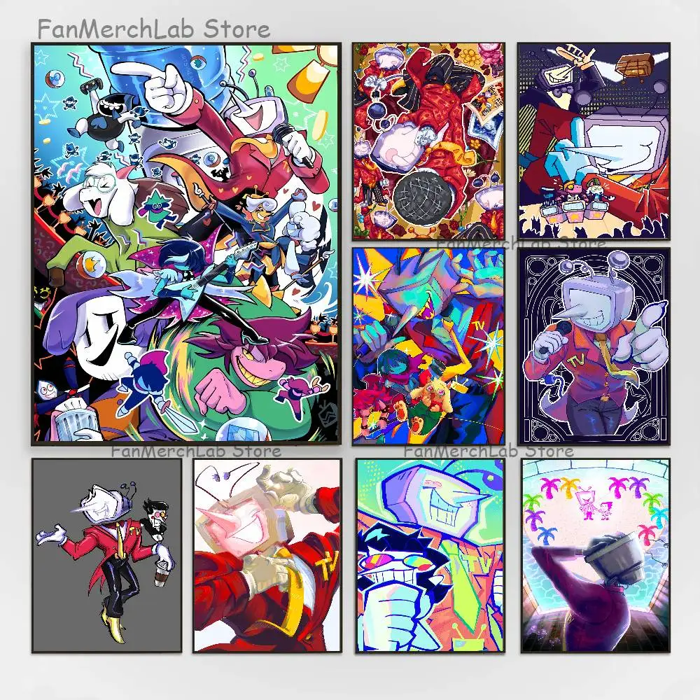 

Game D-Deltarune T-Tenna Poster High Quality Dorm Living Room Aesthetic Wall Decoration Painting Stickers Gift