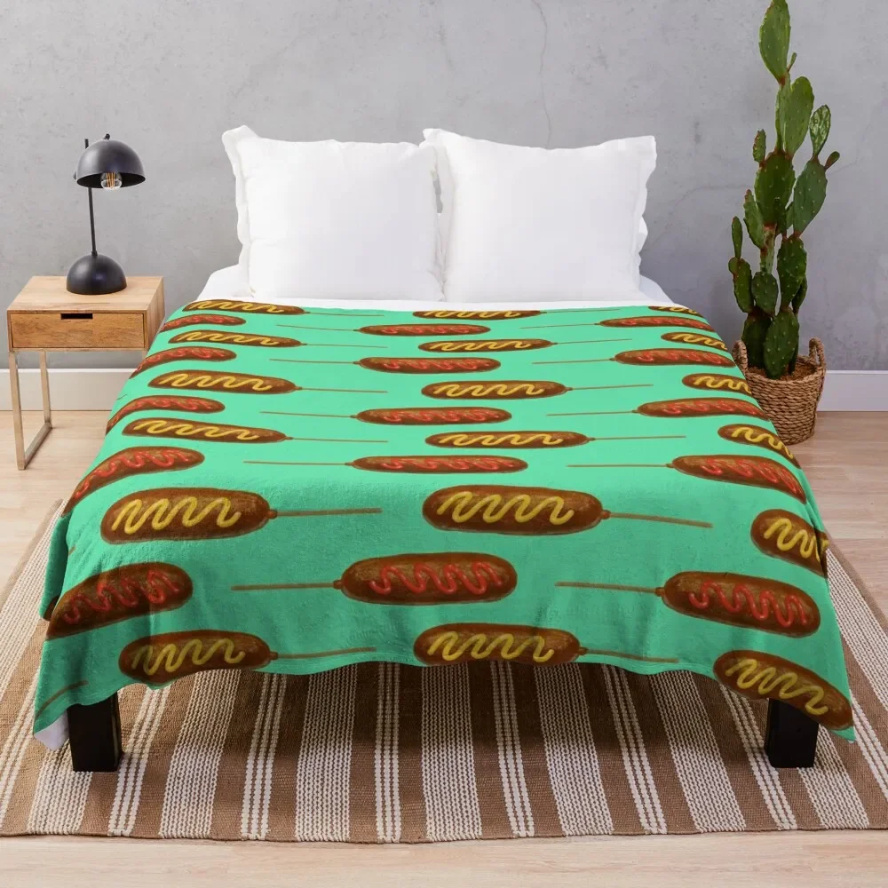 Corn Dogs Throw Blanket wednesday Weighted bed plaid Blankets