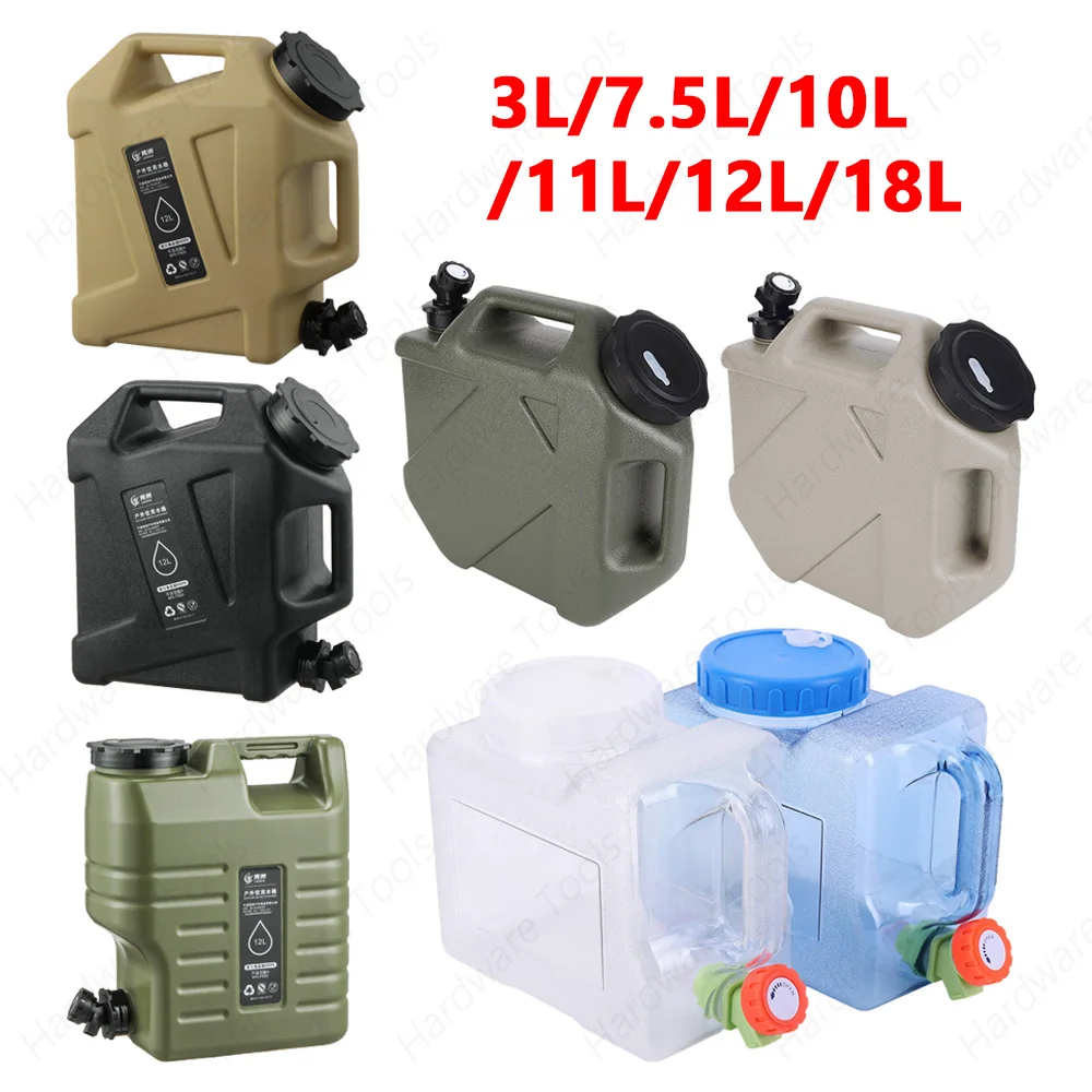 

3L-18L Outdoor Water Bin Large Capacity Food-Grade Water Carrier with Detachable Faucet No Leakage for Camping Fishing Hiking