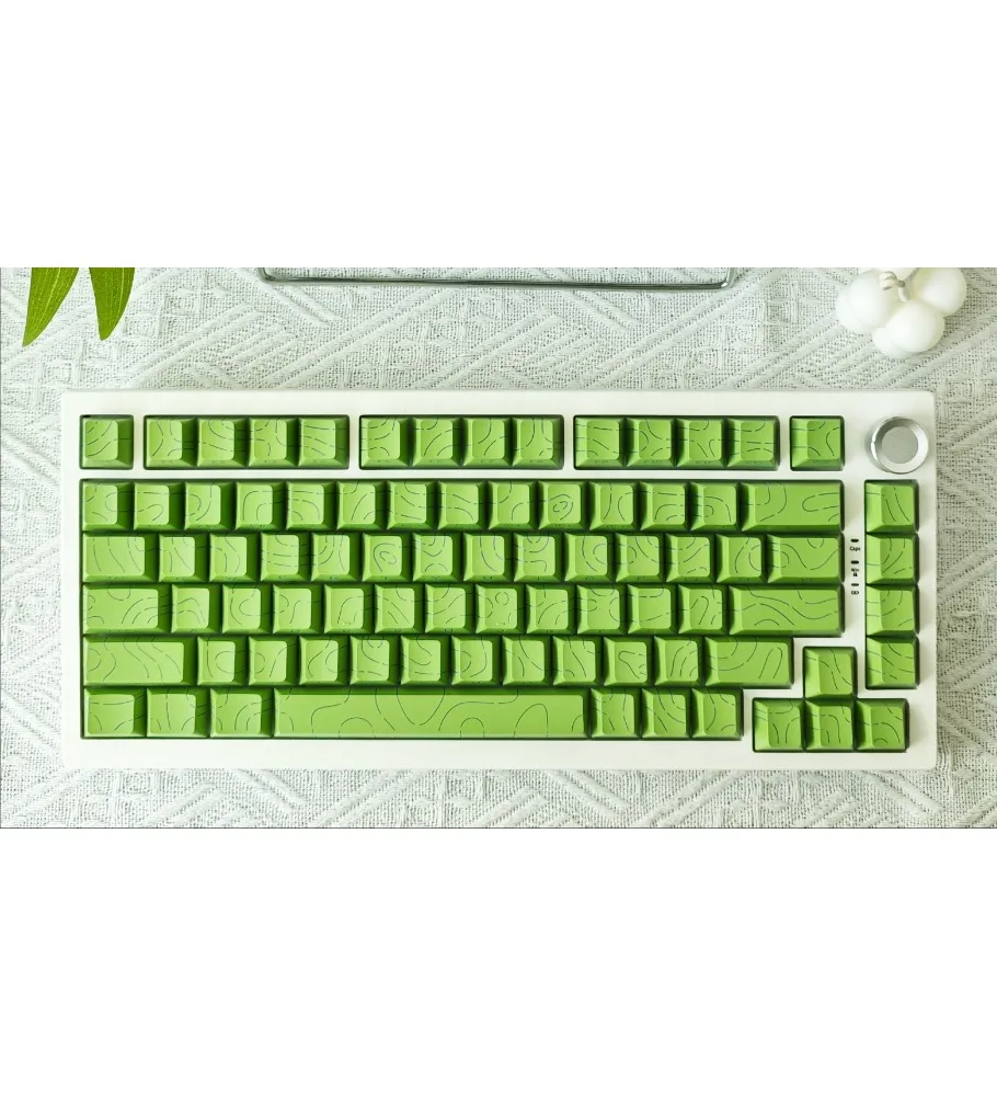 Crack pure green contour mechanical keyboard keycap side engraved light transmission gradual change keycap 68 keys 87 keys 108